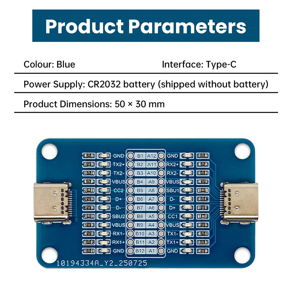 Dual-headed Type-C Fast Charging Cable Testing Module Type C to Type C Cable Testing Module Portable LED Indicator Cable Tester Oasis Select
