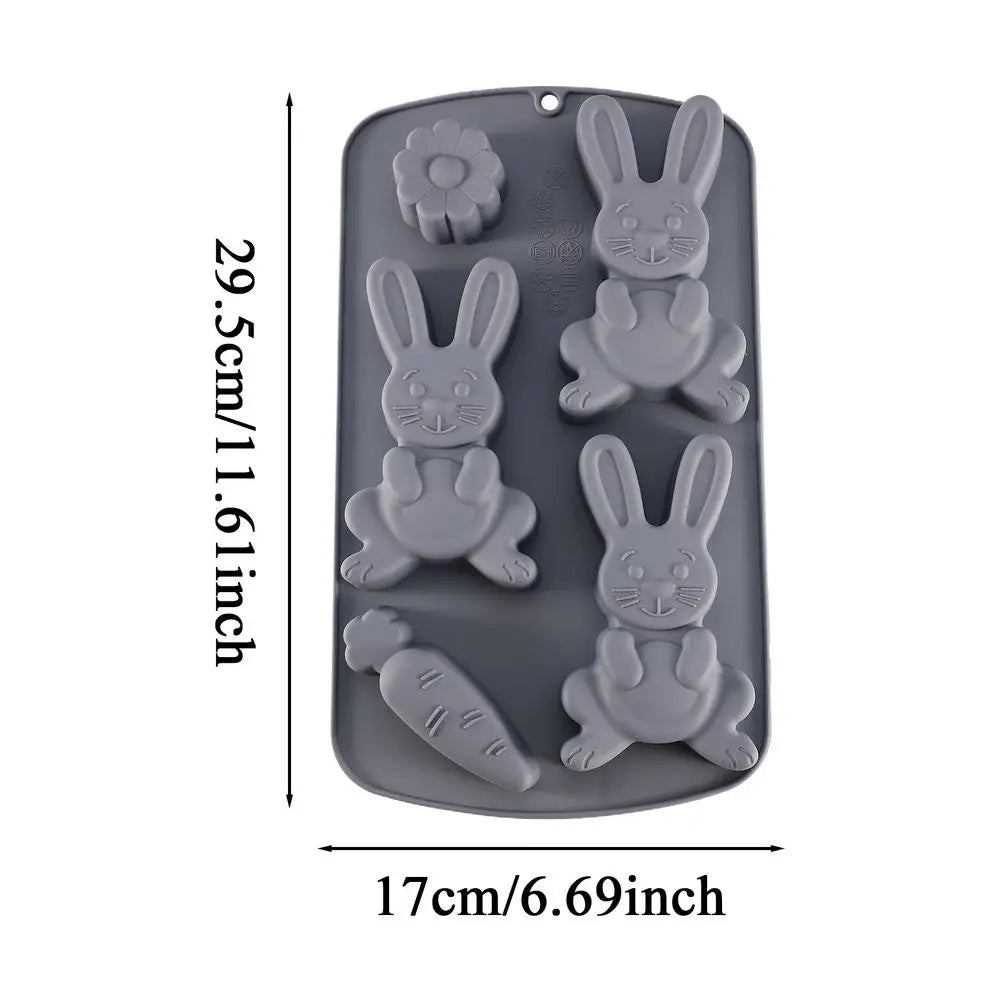 Easter Silicone Mold Cake Chocolate Cookie Baking Mould Rabbit Colored Holiday Easter Decoration Kitchen Bakeware tools Oasis Select Gray