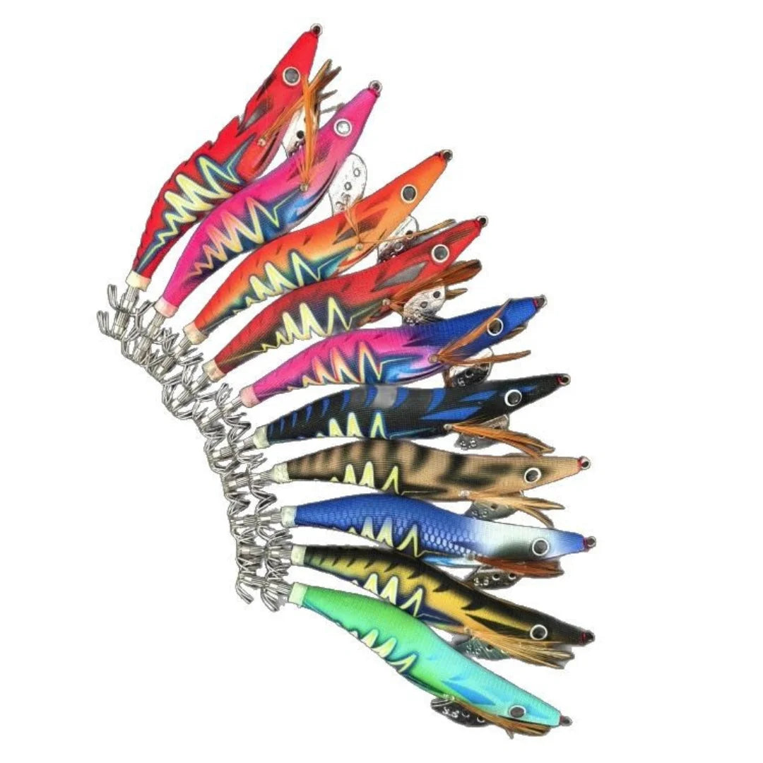 Multi-specification luminous beads wooden shrimp squid hook wooden shrimp set new lightning striped wooden shrimp squid hook exp Oasis Select