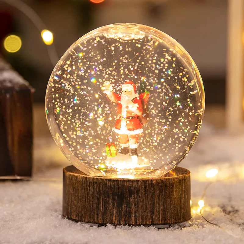 Christmas Crystal Ball Old Man Snowman Small Night Light Crystal Ball Snowfall Birthday Gift Christmas Oasis Select Santa Claus Station 9.5cmX4cmX12cm China Mainland