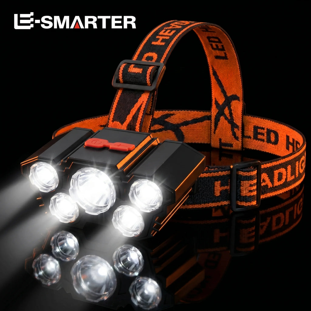 ESMARTER 5-LED Rechargeable Headlamp | Waterproof, 4 Modes