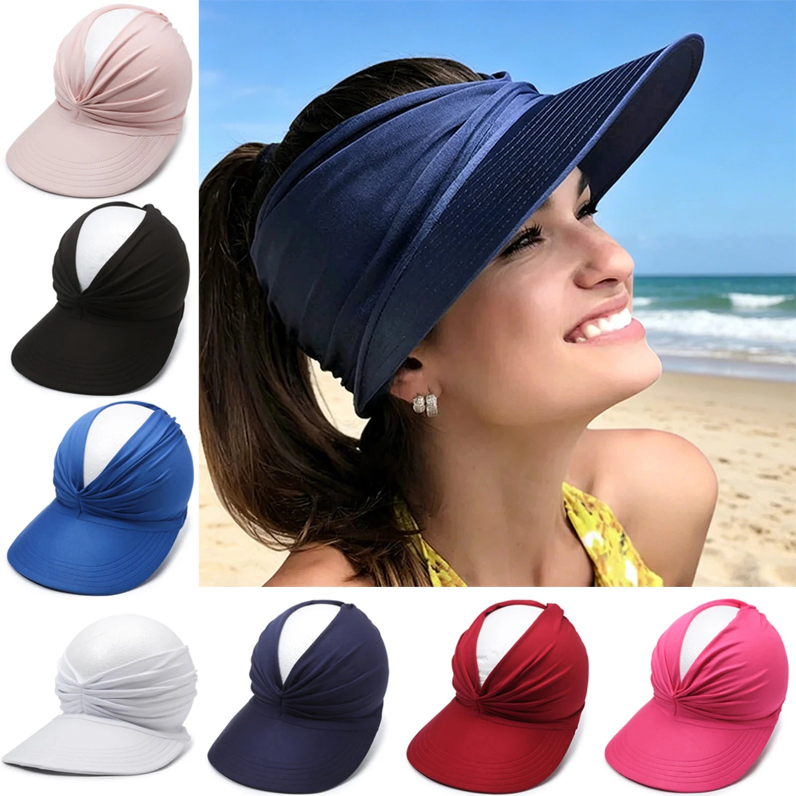 Women's UPF 50+ Wide Brim Empty Top Sun Hat – Beach & Sports
