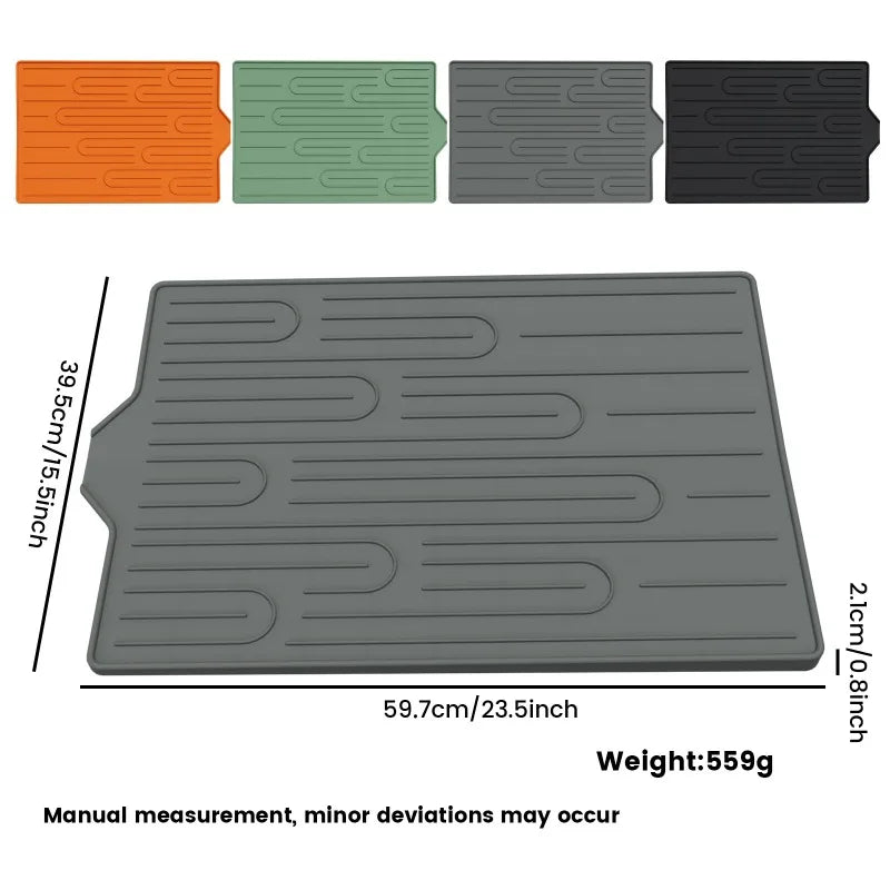 Silicone Dish Drying Mat Large Multipurpose Non-Slip Heat Resistant Countertop Easy Clean for Dishes Hot Pots Multi Colors Oasis Select
