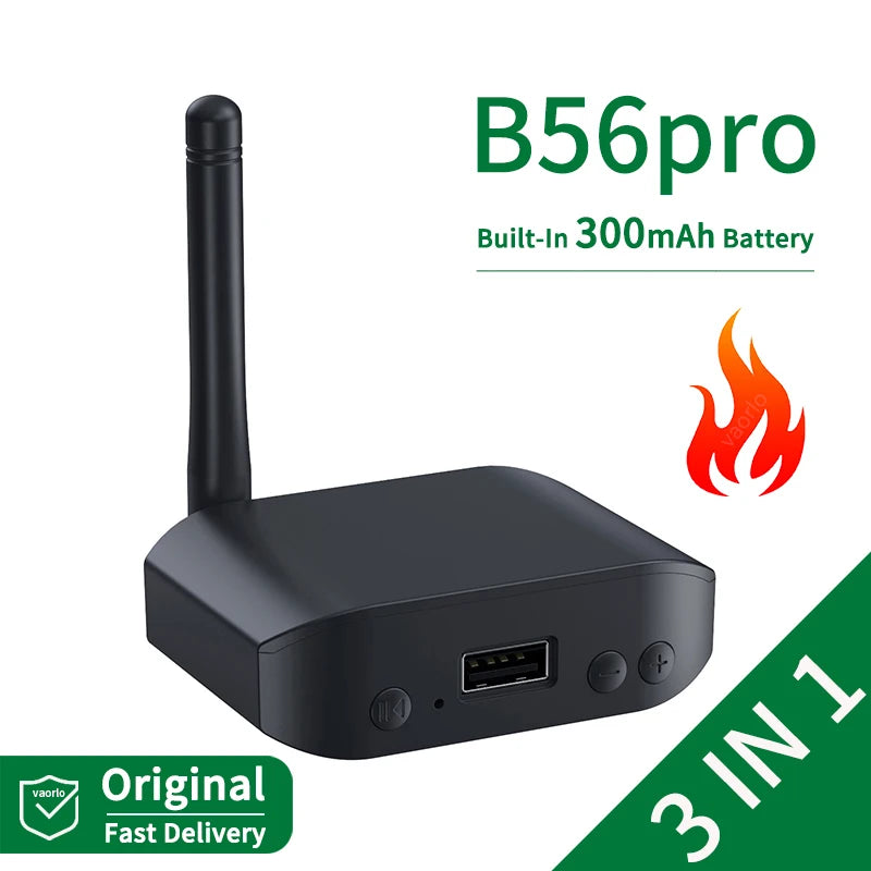 3 IN 1 Bluetooth 5.3 Audio Transmitter Receiver USB U-Disk Play 3.5mm AUX Stereo Music Wireless Adapter For Car PC TV Speaker Oasis Select B56pro (300mAh)