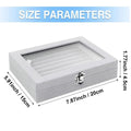 1pc,Ring storage box, soft velvet jewelry storage tray with transparent lid, earring and jewelry display box Oasis Select GRAY