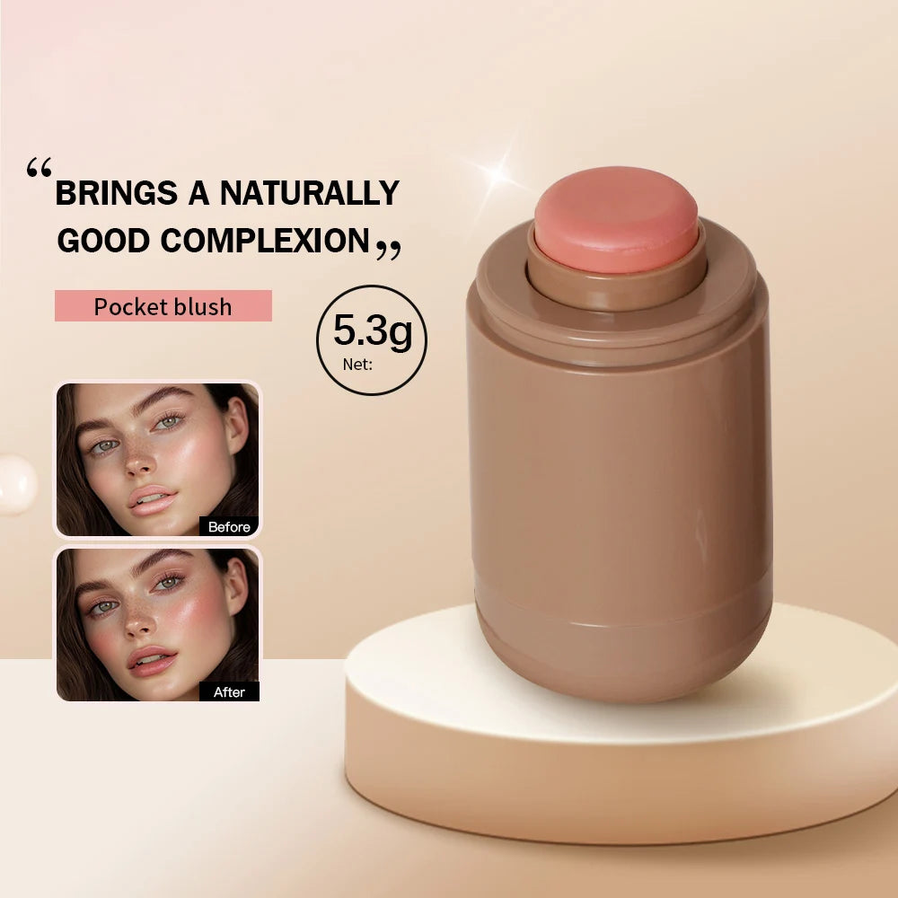 3-in-1Blush Stick Lasting Brightens Facial Cheek Stick Moisturizing Flash Lip Gloss Makeup Lip Gloss Face Rouge Oasis Select