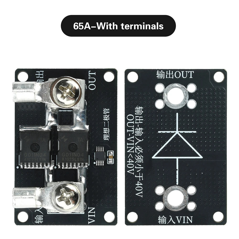 40A/65A/100A Unlimited Voltage Ideal Diode Module High Current Anti-Reverse Flow for Solar Charging & Battery Backup Systems Oasis Select 65A with terminals