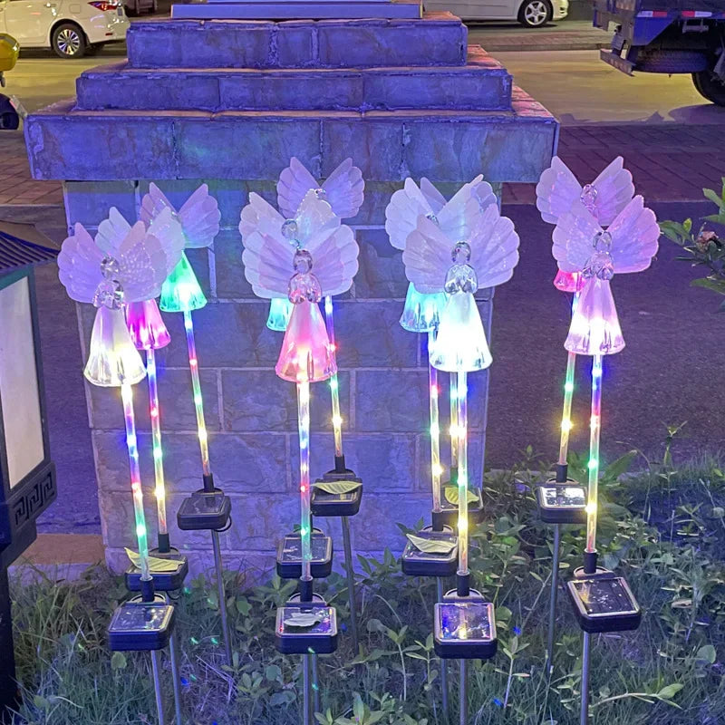 Led Solar Angel Light Outdoor Waterproof Villa Courtyard Simulation Festival Lighting Decoration Inserted Solar Lights Oasis Select