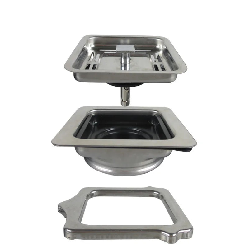 Square Stainless Steel Kitchen Sink Strainer Drainer Post Stopper Waste Plug Filter Plug Lid r Bathroom Floor Drains Oasis Select