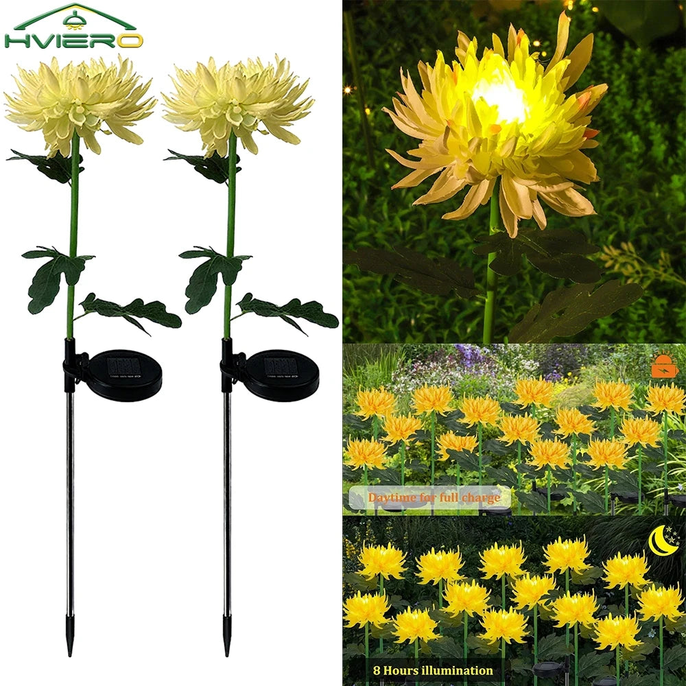Solar Chrysanthemum LED Garden Stake Light | IP65 Waterproof