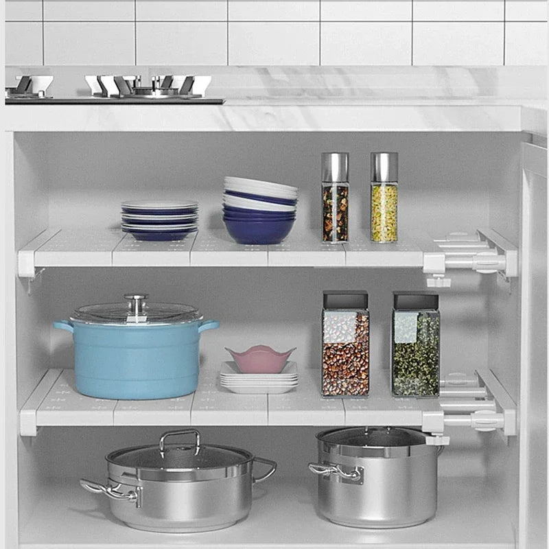 White Expandable Divider Punch-free Retractable Layers Board for Wardrobe Storage Kitchen and Bathroom Shelf Dormitory Dividers Oasis Select