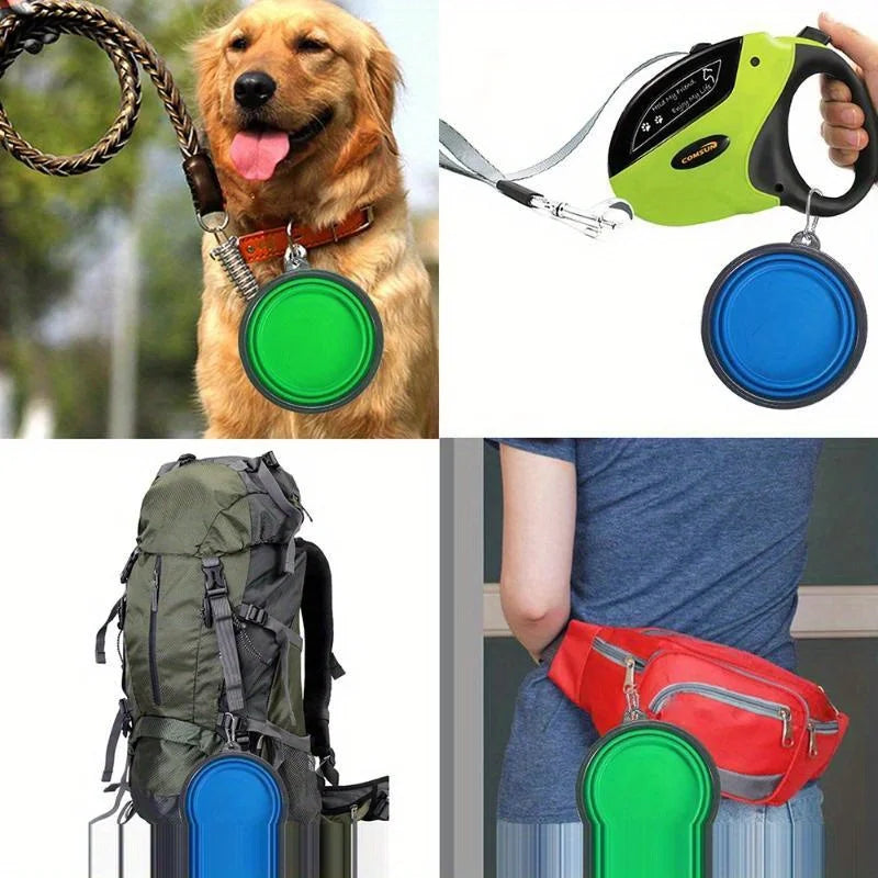 1000ML Dog Food Bowl Feeder Cat Drinking Water Folding Silicone Pet Travel Bowls Foldable Cup Dish With Carabiner Pet Supplies Oasis Select