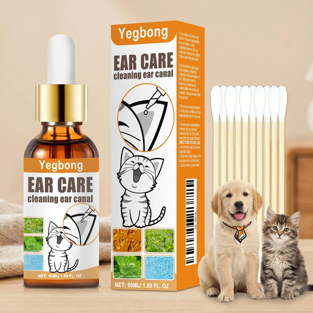 Ear Cleaner Drops Set Wax & Odor Remover Relieve Itching Clean Dirt Reduces Wax Buildup Ear Canal Cleaning Solution for Dogs Cat Oasis Select