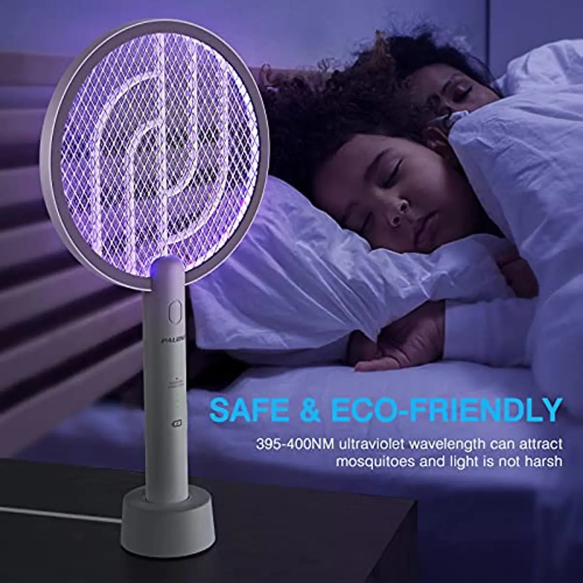2 in 1 Mosquito swatter Electric Fly Bug Killer Lamp Zapper with 1200mAh Battery USB charge with Safety Mesh for Indoor,Outdoor Oasis Select
