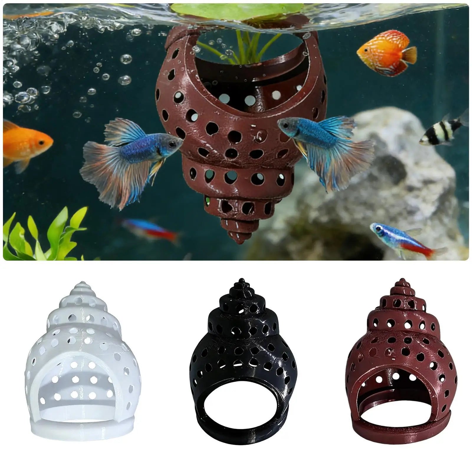 Aquarium Floating Cave Fish Shrimp Hideout Shelter Hammock Feeding Ring Resting Spot for Betta Small Aquatic Pet supplies Oasis Select