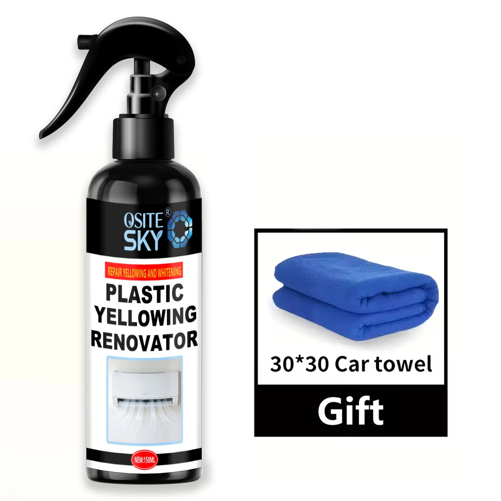 Quick-Effect Plastic Yellowing Eliminator Spray - Robust Formula for Air Conditioning Units, Vehicle Headlights, Surfaces, Appli Oasis Select 150ml 150ml 1