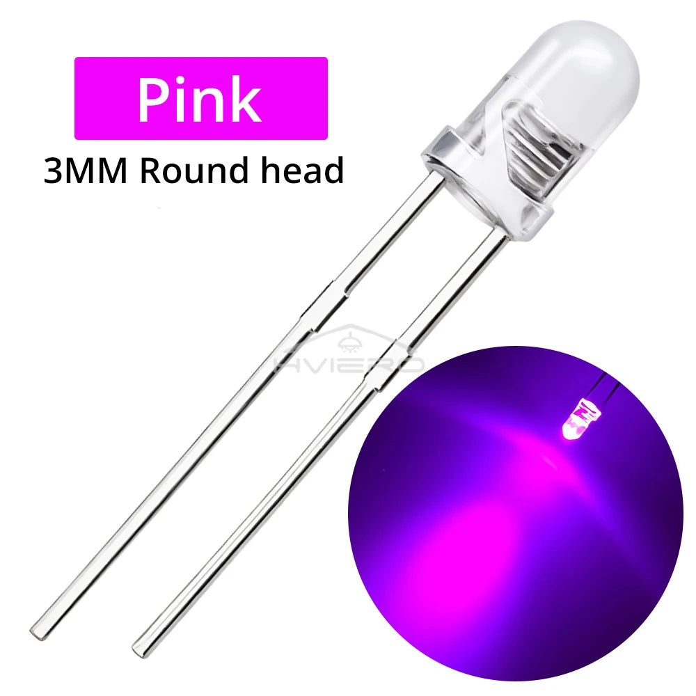 1000pcs F3 3mm LED Diode Assortment Kit – Multi-Color Bulbs