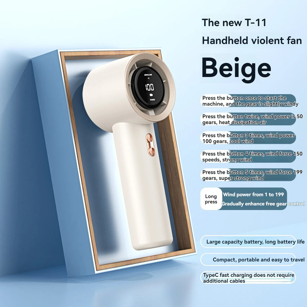 URGGU Bladeless Turbo Fan – 199 Speeds, 3000mAh USB Portable