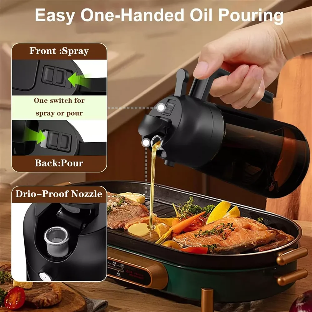 2-in-1 Glass Oil Sprayer & Dispenser, 16oz Oil Bottle for Cooking, Air Fryer, Salad, BBQ, Portable for Camping & Outdoor Oasis Select