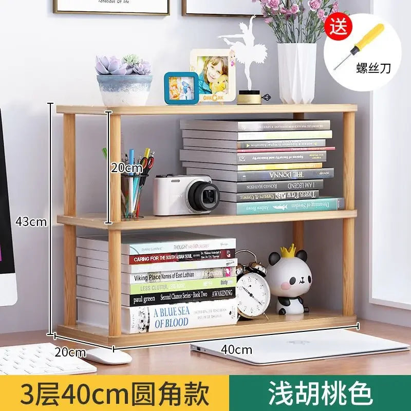 Minimalist Wooden Desktop Bookshelf | Multi-Layer Desk Organizer