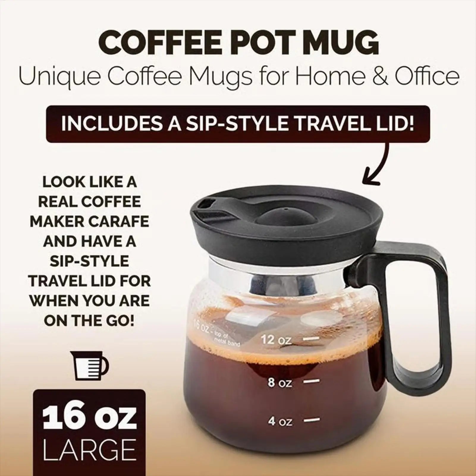 Clear Glass Coffee Mugs 16oz Glass Coffee Cups Travel Mug Pot Drinking Cups with Lid for Hot Cold Beverage Milk Latte Cappuccino Oasis Select