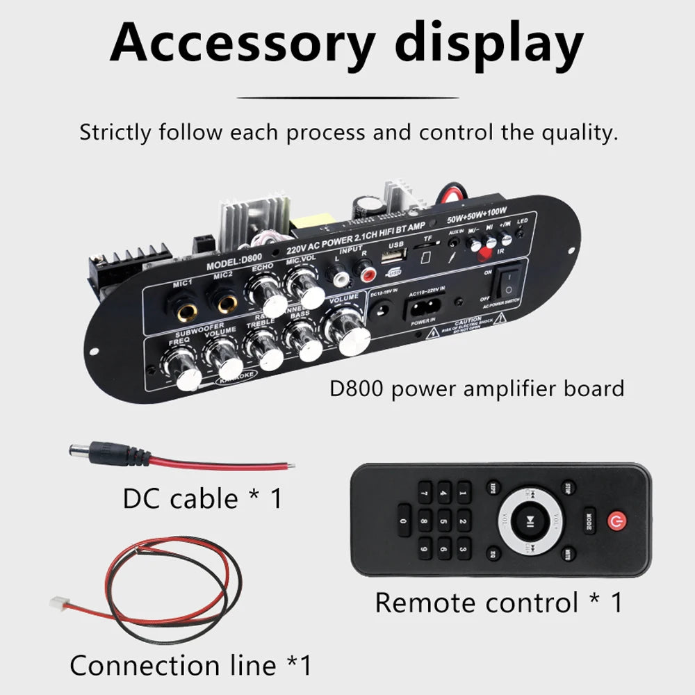 Bluetooth 5.0 Digital Amplifier Board 2.1 Channel 50W*2 100W Large Power Output for Home Sound Systems Adjustable Bass Treble Oasis Select