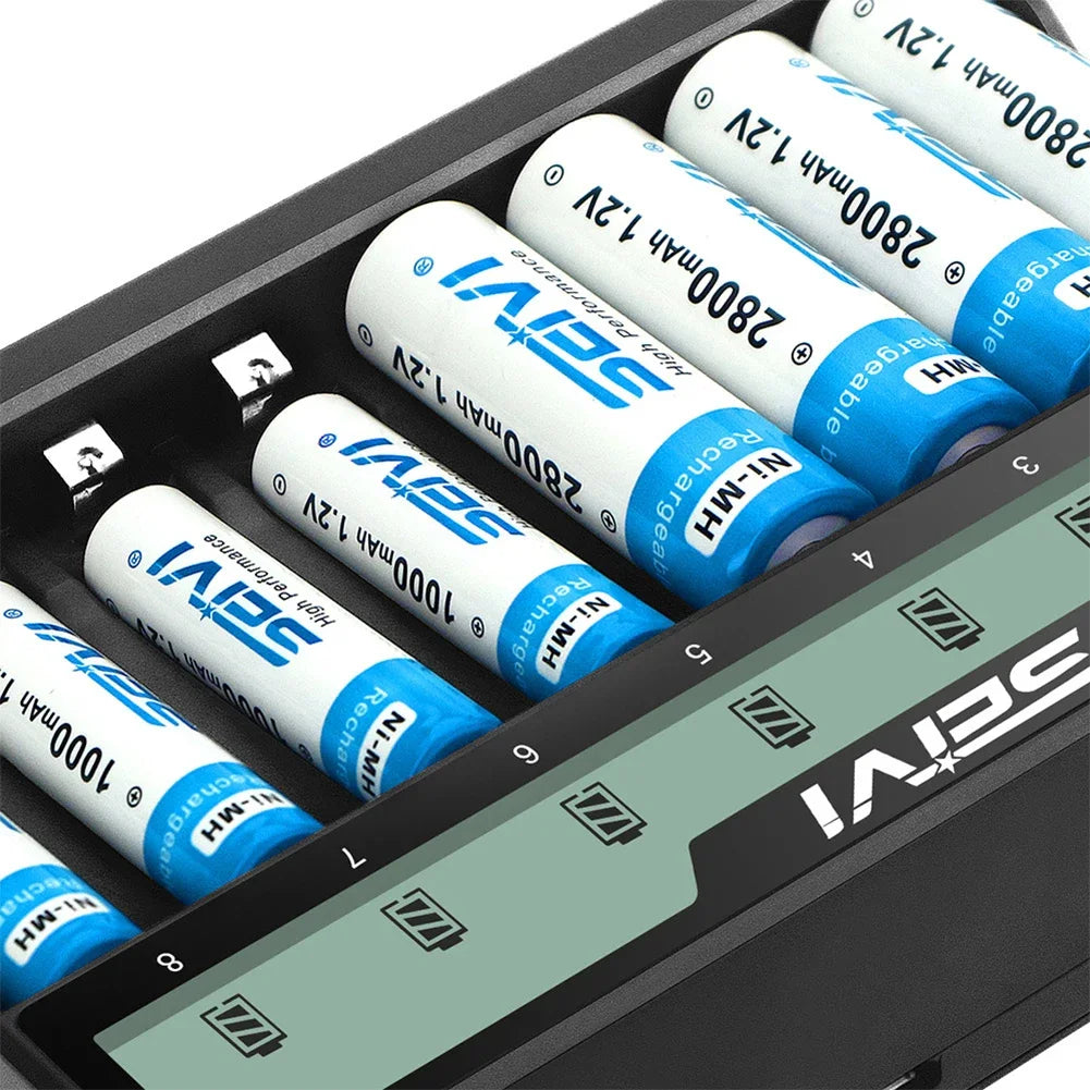 Universal Desktop 8 Slots Rechargeable Batteries Smart Charger LED Display for 1.2V AA/AAA NiMH Rechargeable Batteries SW-8N Oasis Select
