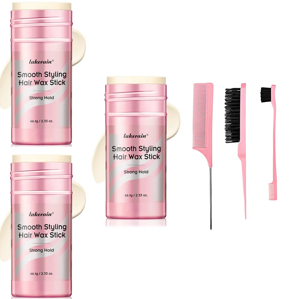 Hair Styling Wax for Women Anti Frizz Smoothing Professional Pomade Hair Mud Control Messy Hairs Wax Rod Oasis Select 3pcs and tool