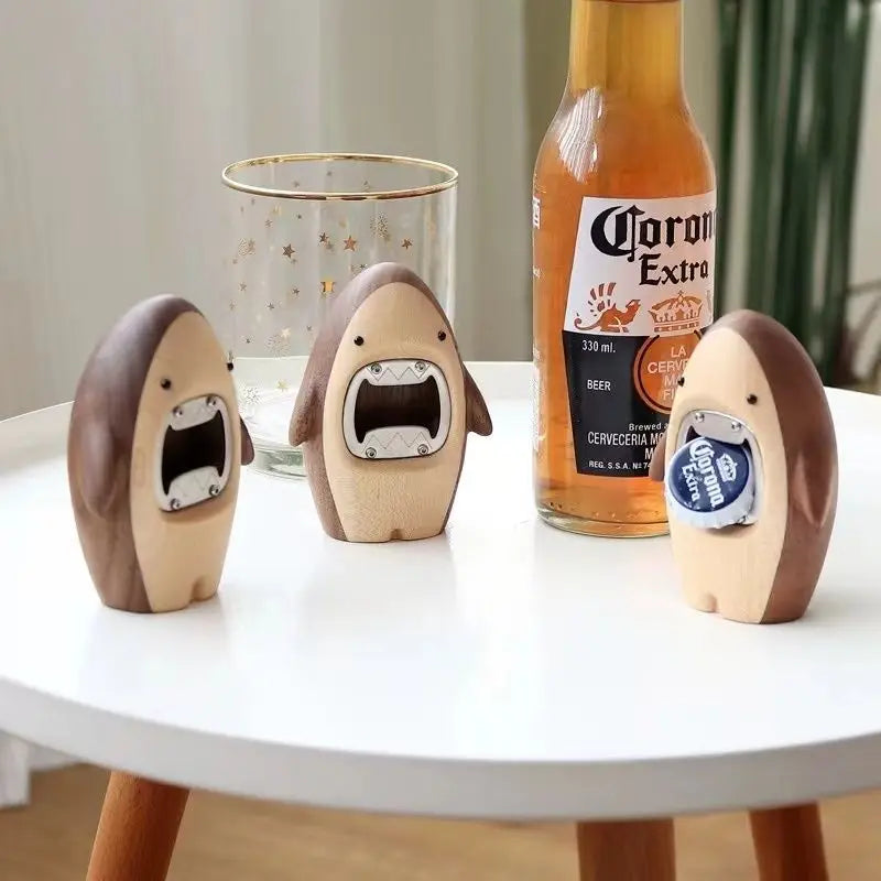Wooden solid wood shark bottle opener household beer screwdriver wine vessel gift personalized bottle opener creative Oasis Select