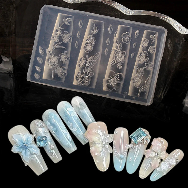 1/3Pcs 3D Nail Silicone Carving Mold Snake DIY Nail Decoration Art Nail Beauty Charm Silicone Nail Mold Nail Nails Products Oasis Select