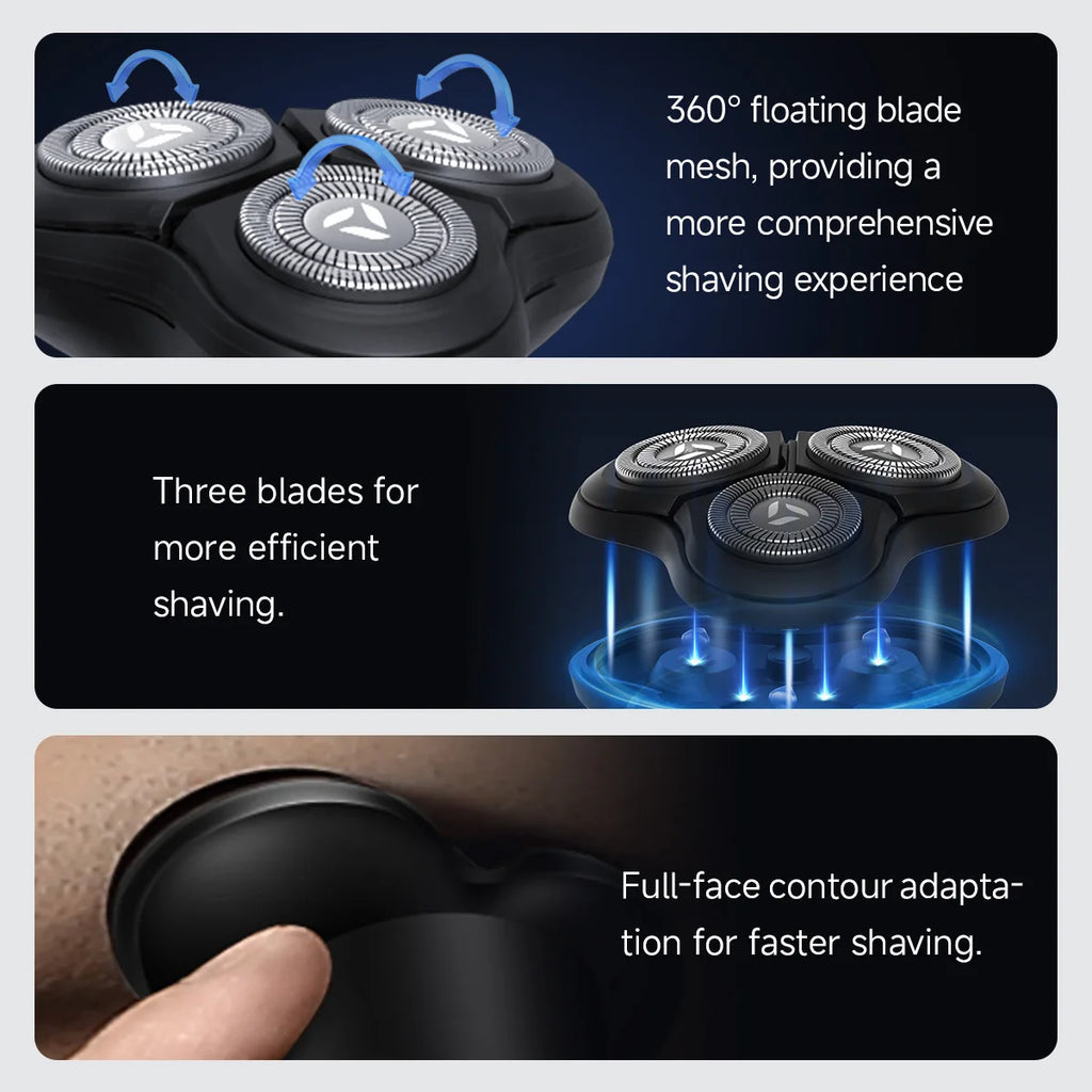 DOCOLAB Electrical Rotary Shaver for Men 3D Floating Blade Washable Type-C USB Rechargeable Shaving Beard Machine Oasis Select