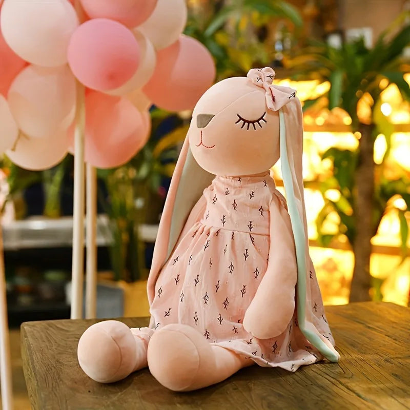 1pc Cute Bunny Plush Toy, Soft Polyester Non-Woven Fabric, Lightweight Stuffed Animal Toys, Children Easter Gift Oasis Select Pink