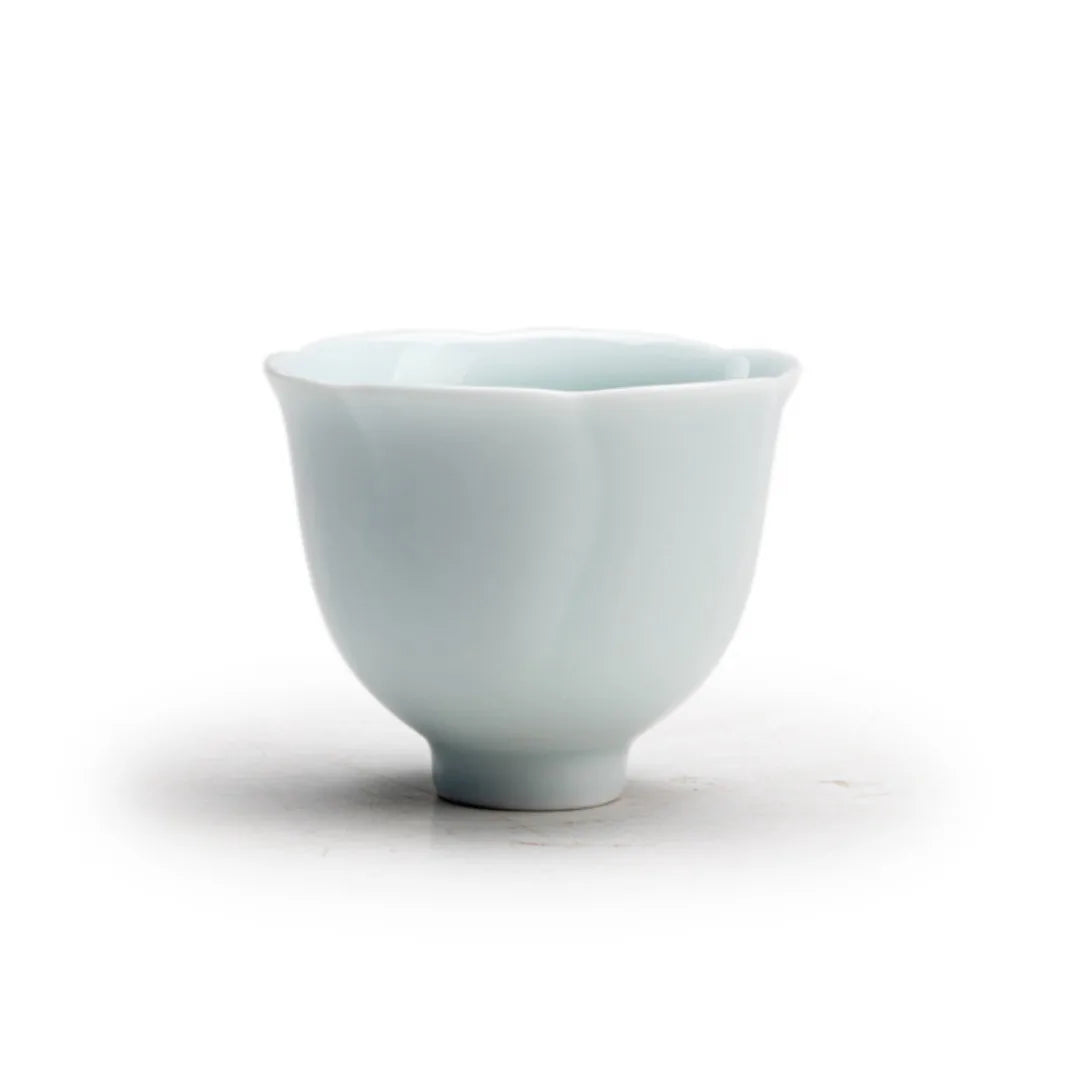 Flower Shaped Cup Ceramic Pure Color Tea Cup Tea Cup Single Cup Thin Body Household Celadon White Porcelain Tea Cup Oasis Select
