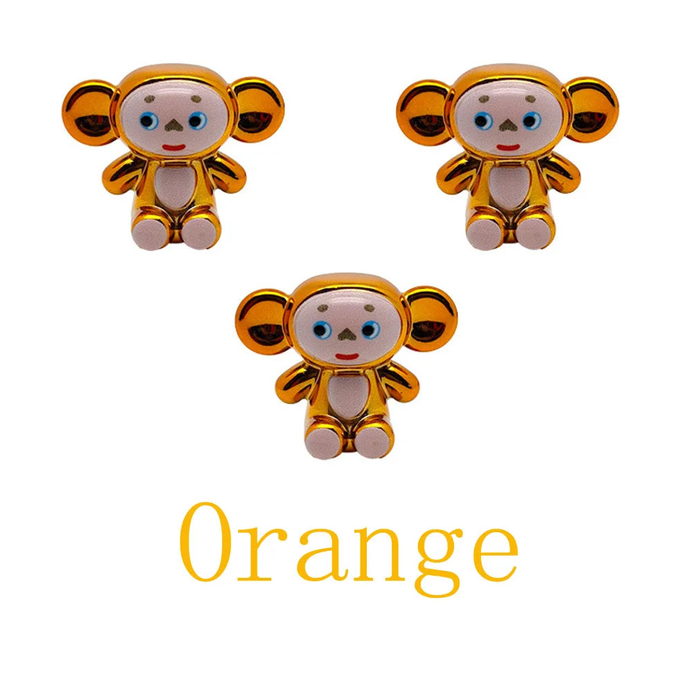 Tire Valve Stem Cap Cute Cartoon Monkey Tire Valve Stem Cover for Bikes Corrosion-Resistant Tire Cap Cover for Cars Motorcycle Oasis Select Orange-4Pcs