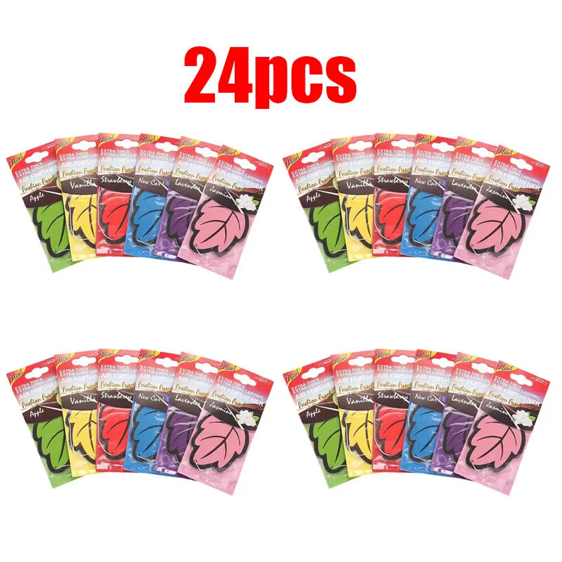 6/12/24/36pcs Mix Car Air Freshener Natural Scented Tea Paper Auto Hanging Perfume Fragrance Leaf Shape Car Accessories Oasis Select 24pcs