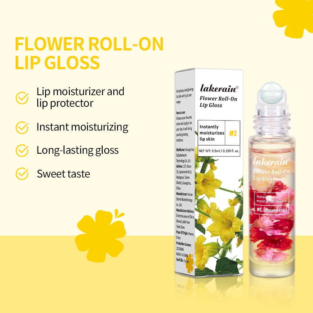Blossom Roll-On Lip Oil Gloss | Real Flowers, Fruity Scents