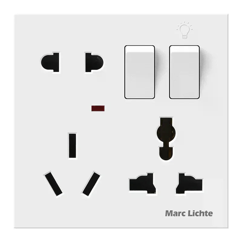 Universal Wall 86 Type Multifunctional Eight-Hole 5pin Power Plug Two Or Three Plugs With 1Gang Switch Control Socket Oasis Select