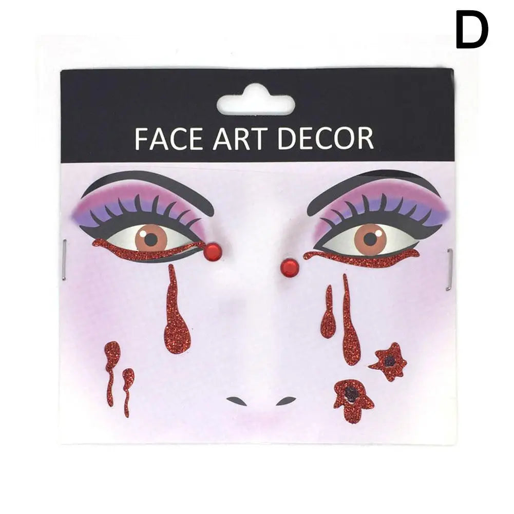 Halloween Theme Face Jewels Rhinestones Temporary Crystal Stickers Face Gems Self- Adhesive Glitter Jewel Tattoo Sticker Makeup Oasis Select D