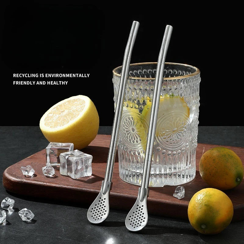 Detachable Bombilla Filter Straw Stainless Steel Straw Spoon Tea Filter Yerba mate straw Reusable Drinking Tools Bar Access Oasis Select