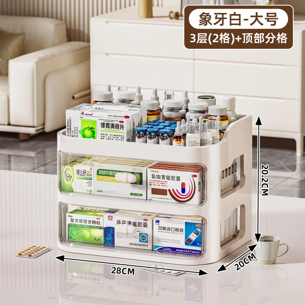 Storage box, multi-layer dust-proof drawer style medicine cabinet, household storage, regular medicine box Oasis Select two layers