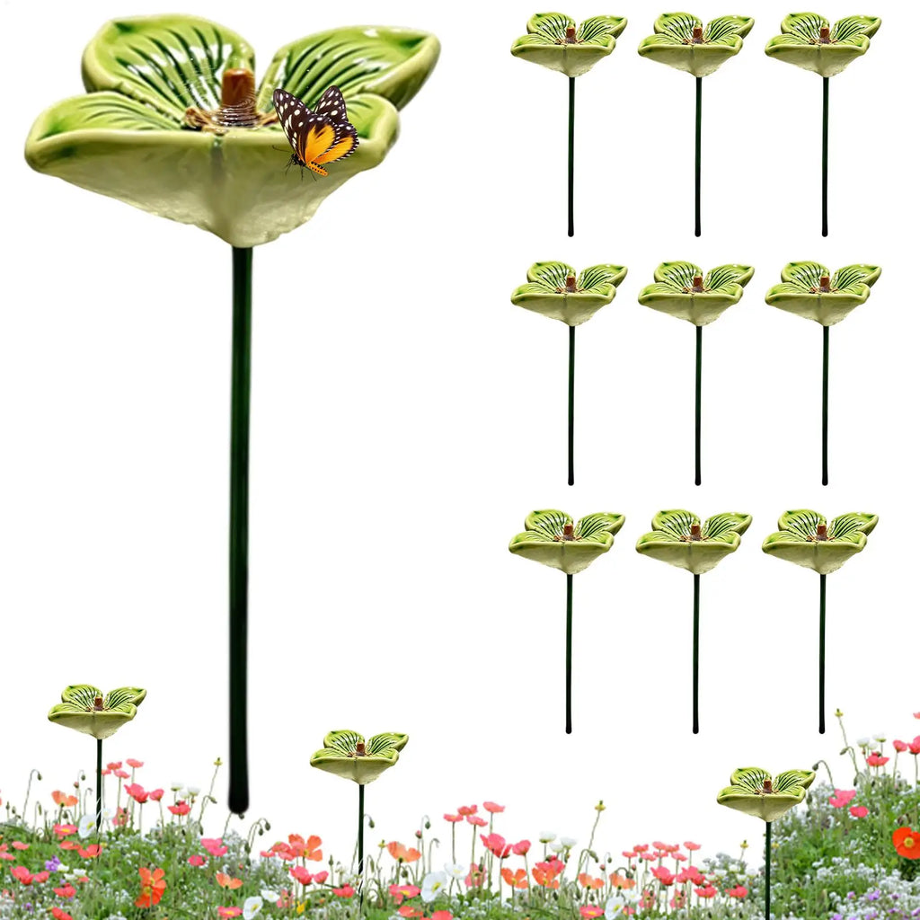Bee Watering Station – 10 Ceramic Flower Feeders for Garden