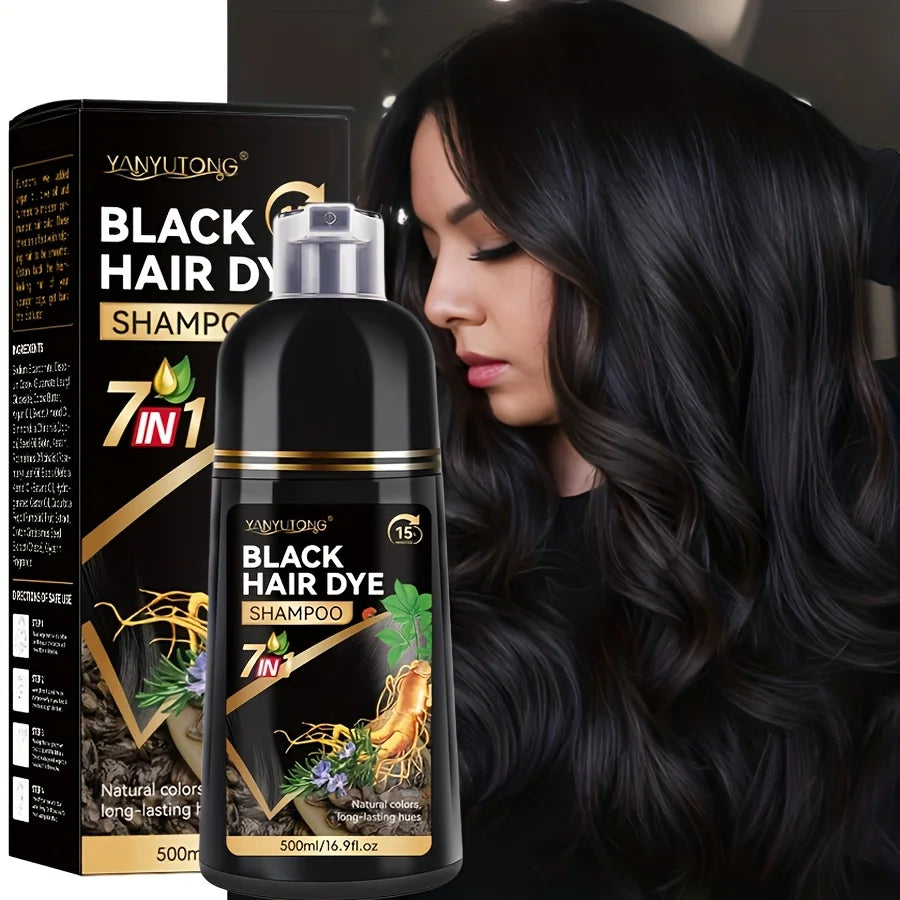 Unisex Adult 7-in-1 Hair Color Shampoo, Hair Color Foam, Plant-Based Hair Color, Easy Shampoo, Cover Gray Hair Oasis Select Black