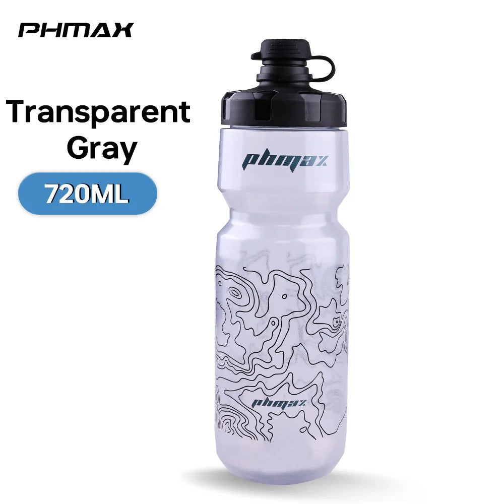 PHMAX 720ML Bicycle Water Bottle Lightweight Outdoor Sport Portable Cycling Kettle MTB Road PP Large Capacity Bike Cup Oasis Select Translucent Gray