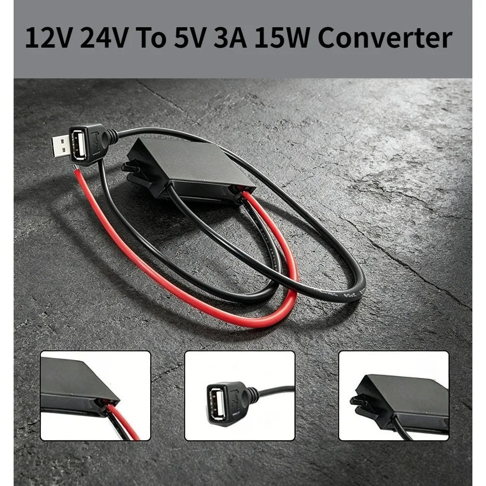 DC/DC 12V 24V Step Down To 5V 3A 15W Converter Module Power Supply Regulator For Car Charger Dual USB Output (12V-5V 3A 1USB C1) Oasis Select