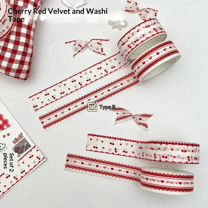 2/3Pcs INS Style Decorative Tape Set Wing Bow Grid Pattern Cute Adhesive Tapes for DIY Scrapbooking Journaling Craft Projects Oasis Select H