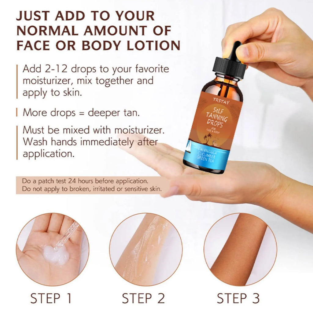 TRSTAY TANNING DROPS suitable for face and body cucumber green tea with calendula Oasis Select