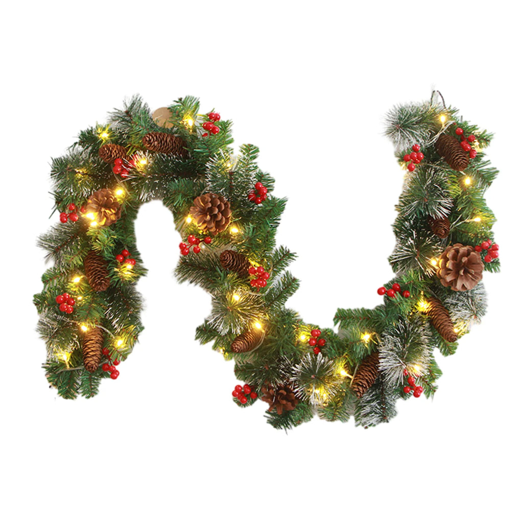 Christmas Red Berry Garland 180cm/270cm | Festive Rattan Decor