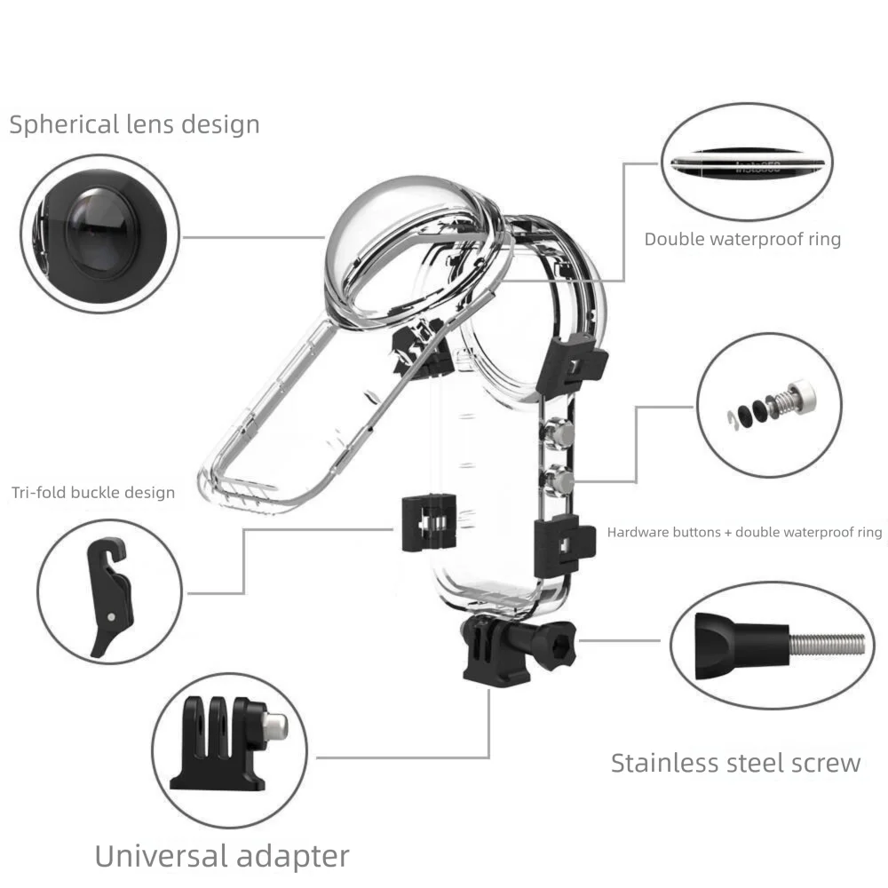 50M Waterproof Dive Housing for Insta360 X5 | 360° Clear Case