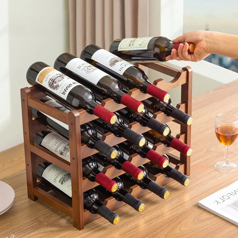 Creative red wine rack Solid wood wine rack Wine bottle rack Red wine display rack Multi-bottle storage Wine cabinet decorative Oasis Select