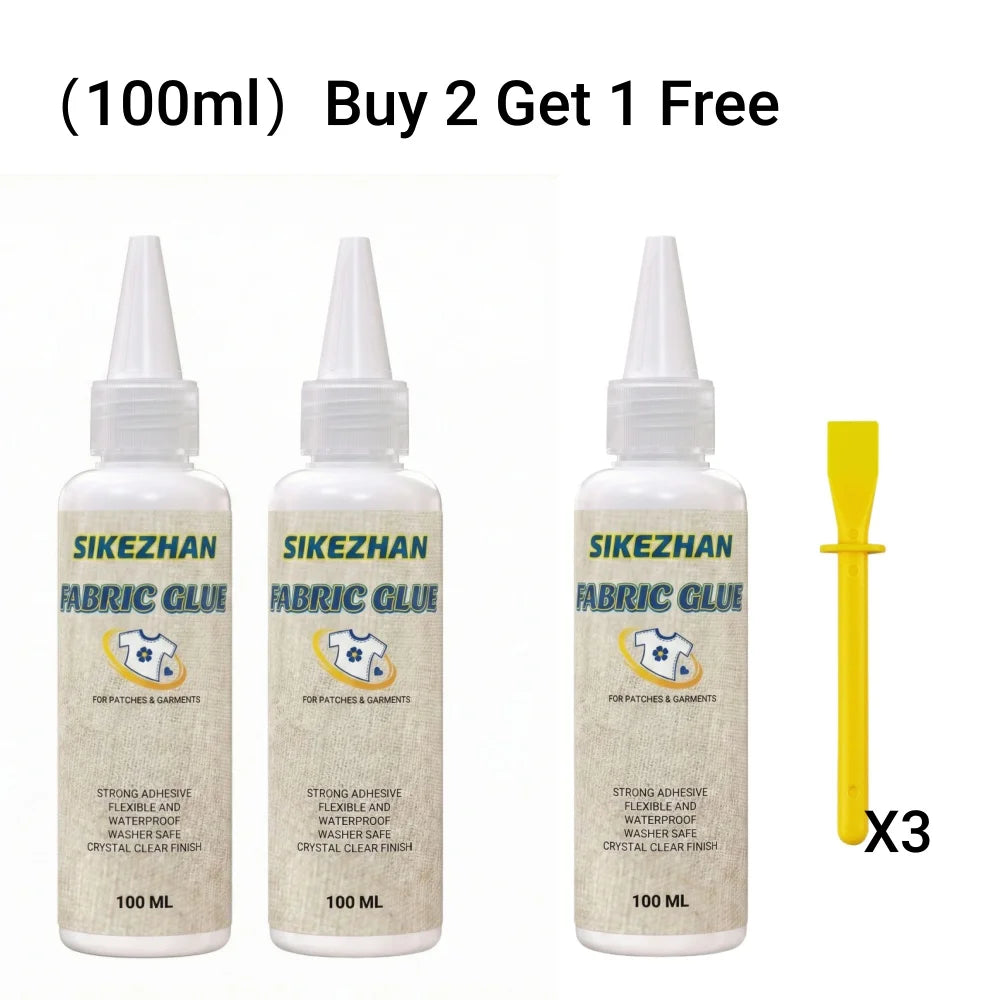 Strong Fabric Glue Washable Liquid Stitch Permanent Textile Adhesive For Clothing Denim Leather Patch Repair Flexible Sewing Kit Oasis Select 100mlX3